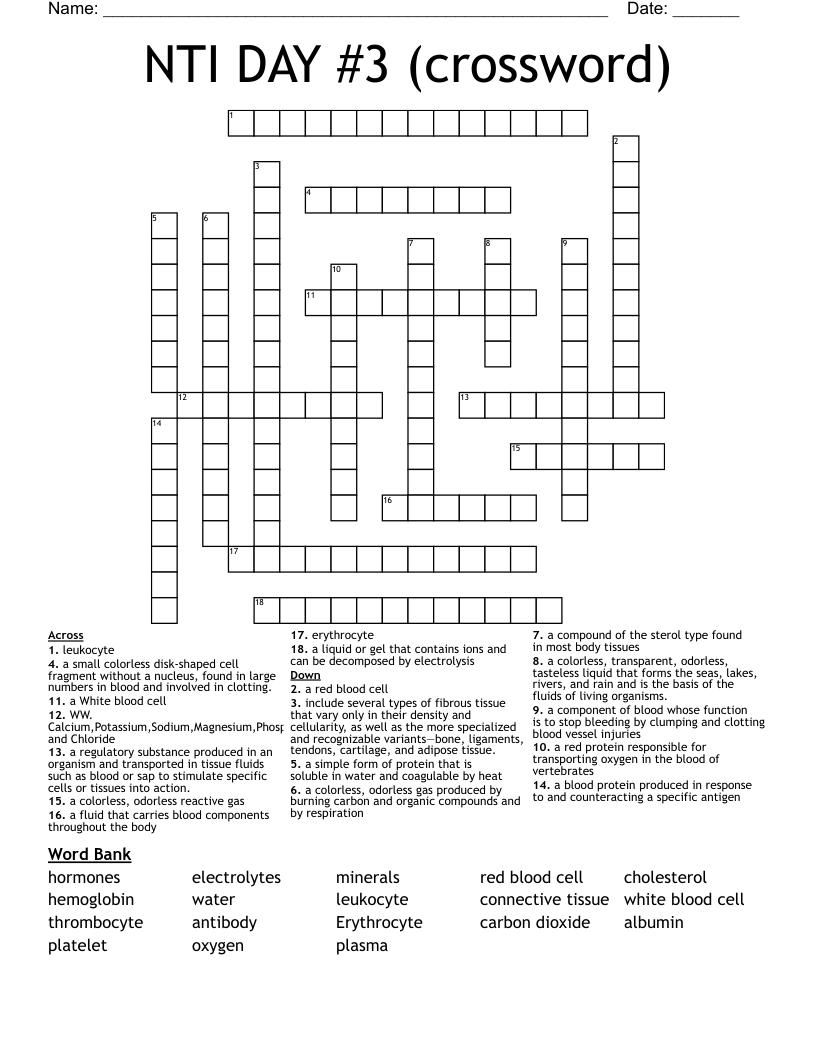 NTI DAY  #3 (crossword)