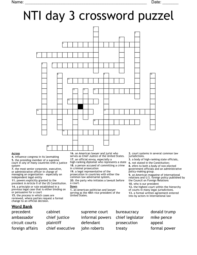 NTI day 3 crossword puzzel 
