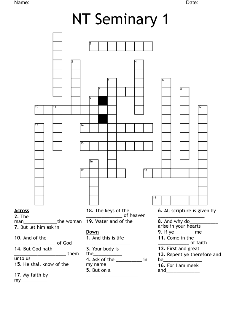NT Seminary 1 Crossword