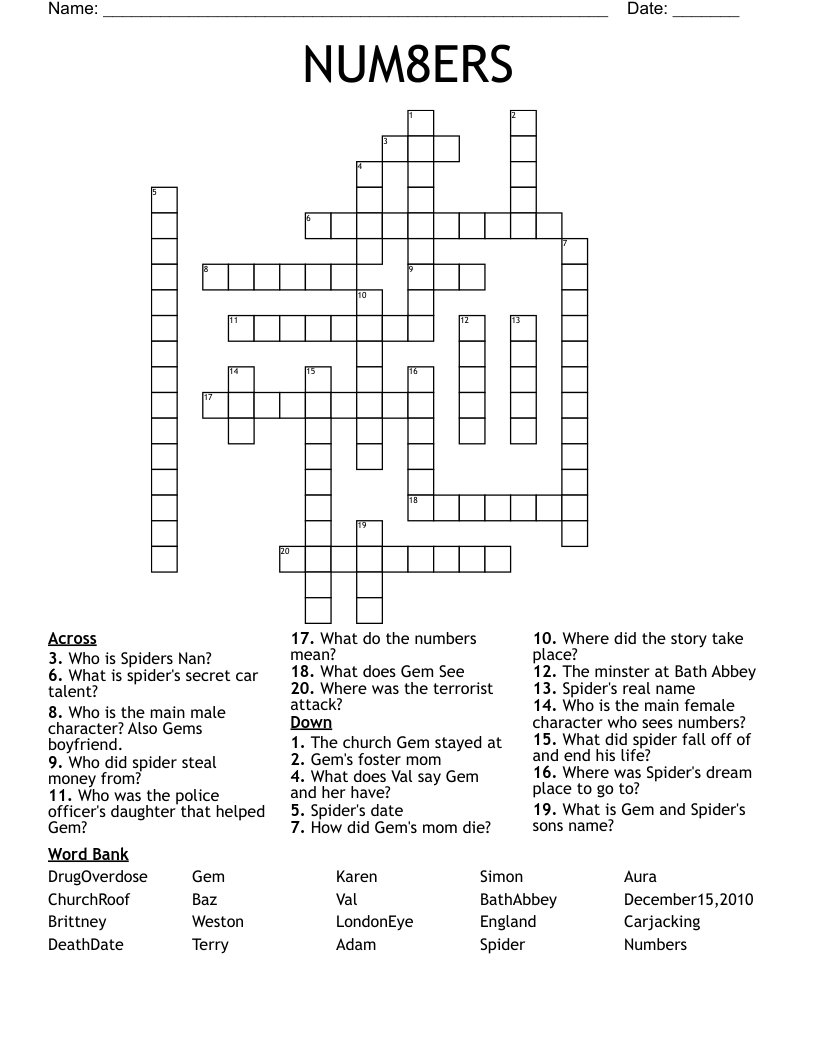 NUM8ERS Crossword