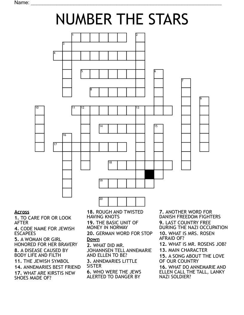 NUMBER THE STARS Crossword