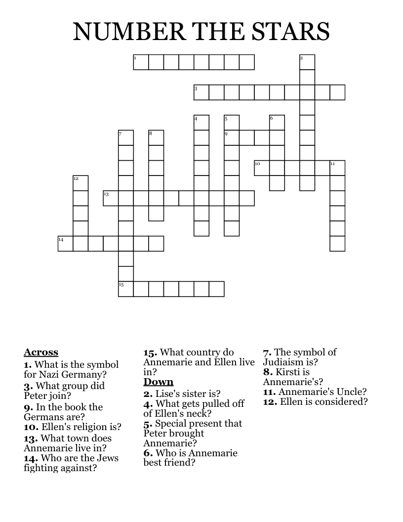 NUMBER THE STARS Crossword