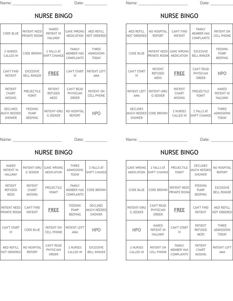 NURSE BINGO