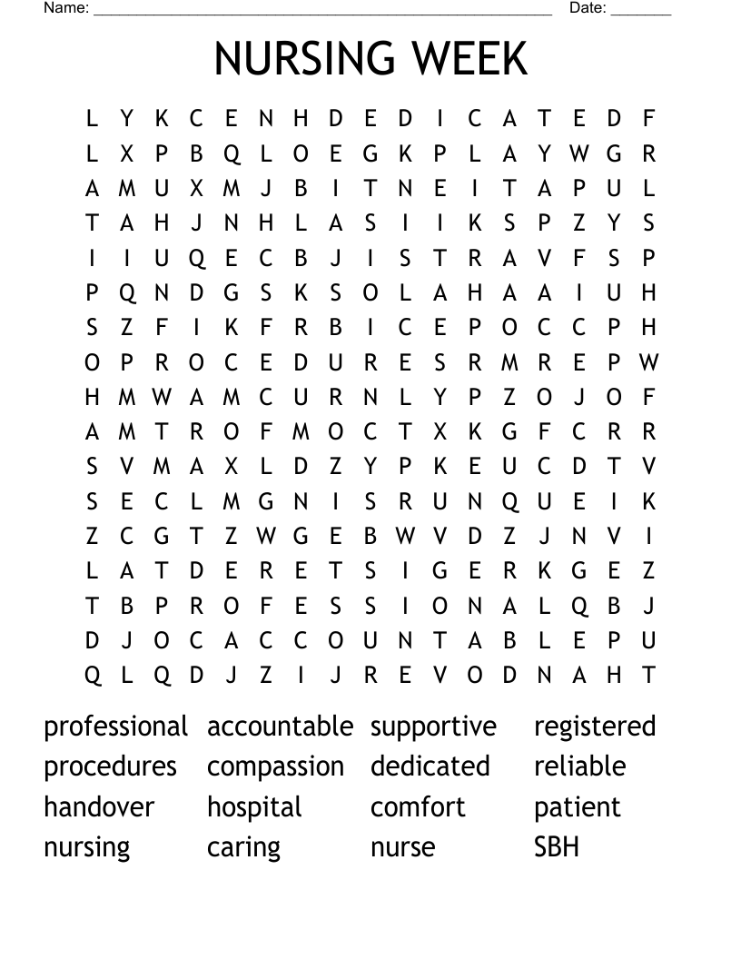 NURSING WEEK Word Search