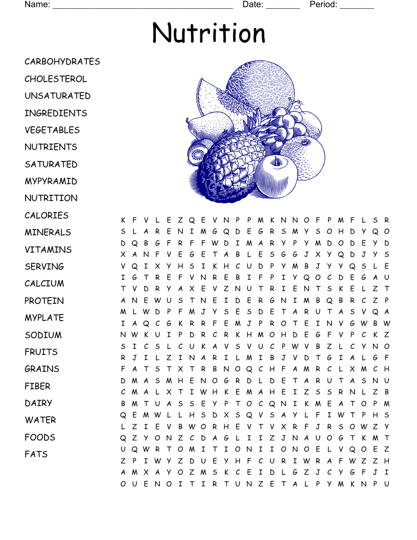 Nutrition Word Search