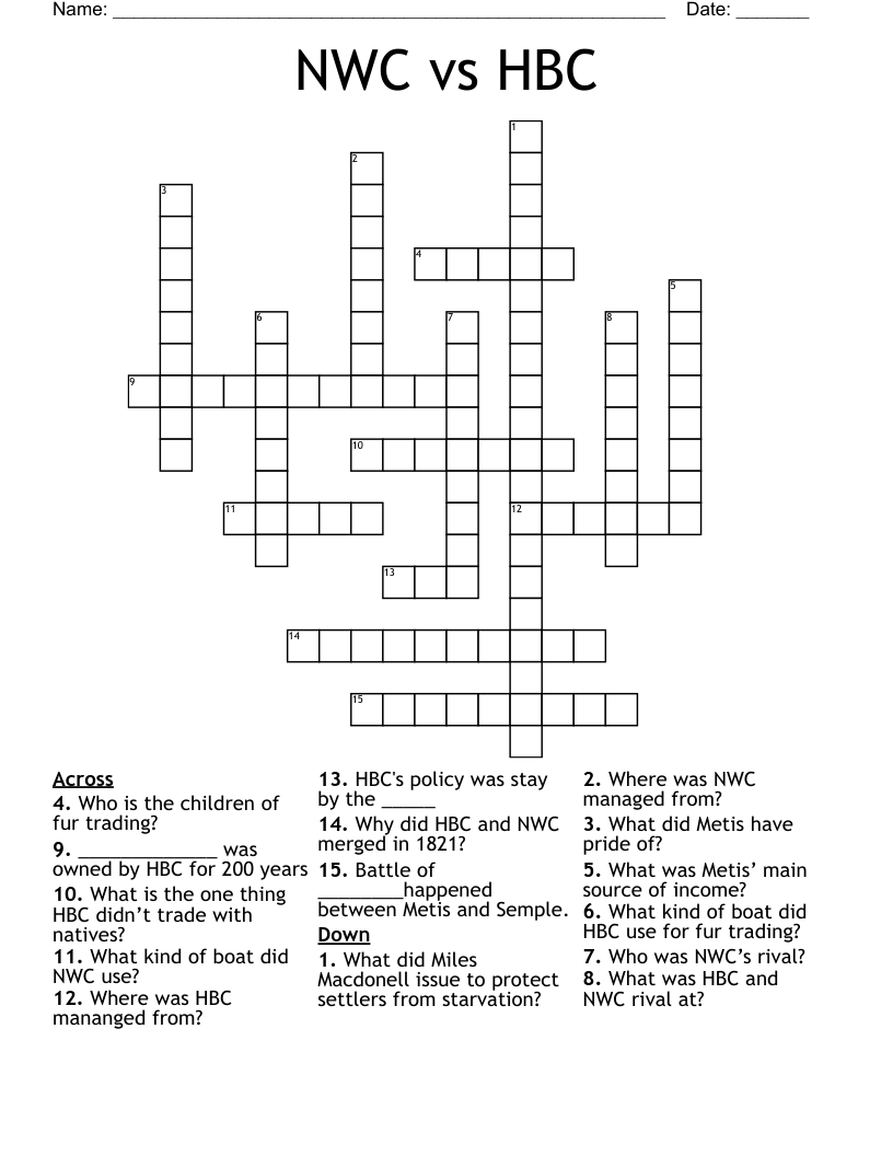 NWC vs HBC Crossword