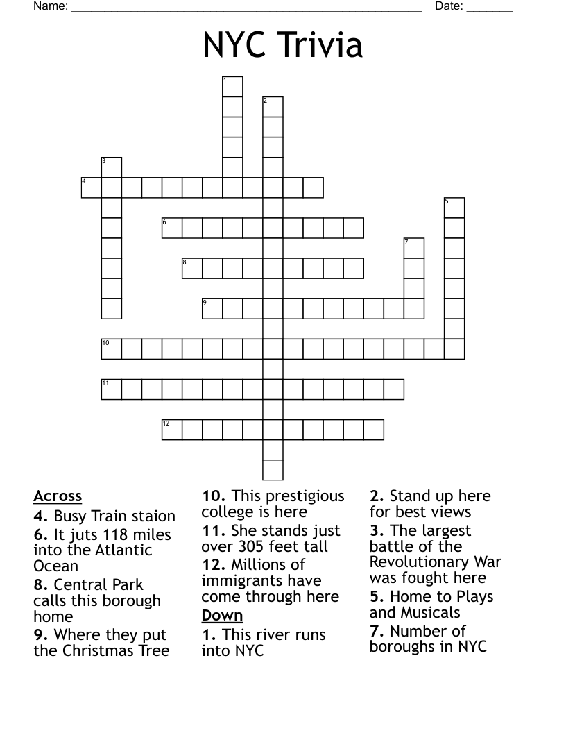 NYC Trivia Crossword