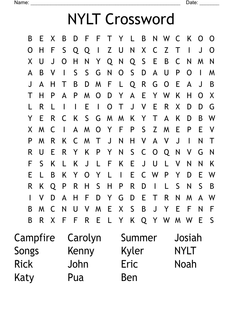 NYLT Crossword Word Search