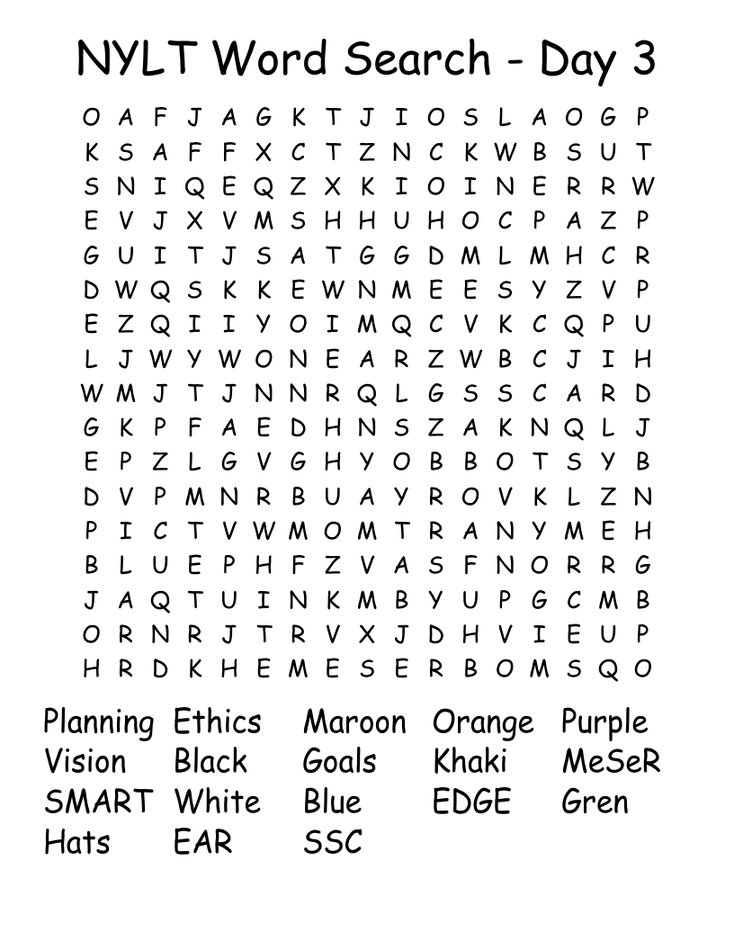 NYLT Word Search - Day 3