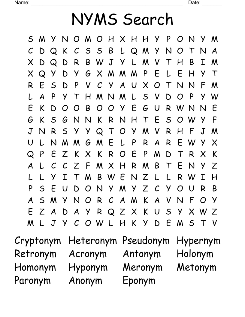 NYMS Search Word Search