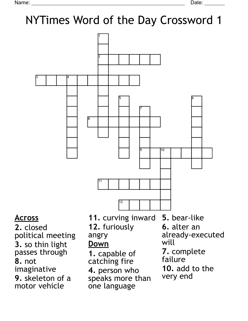 NYTimes Word of the Day Crossword 1