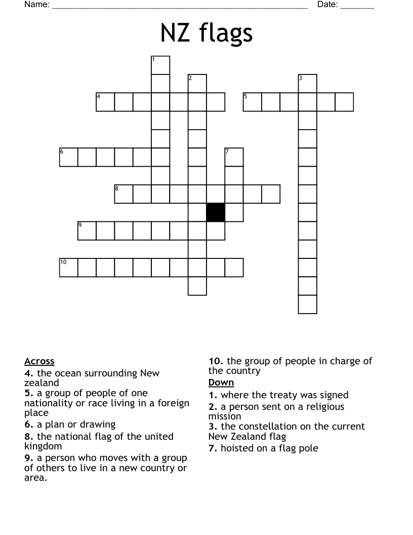 NZ flags Crossword