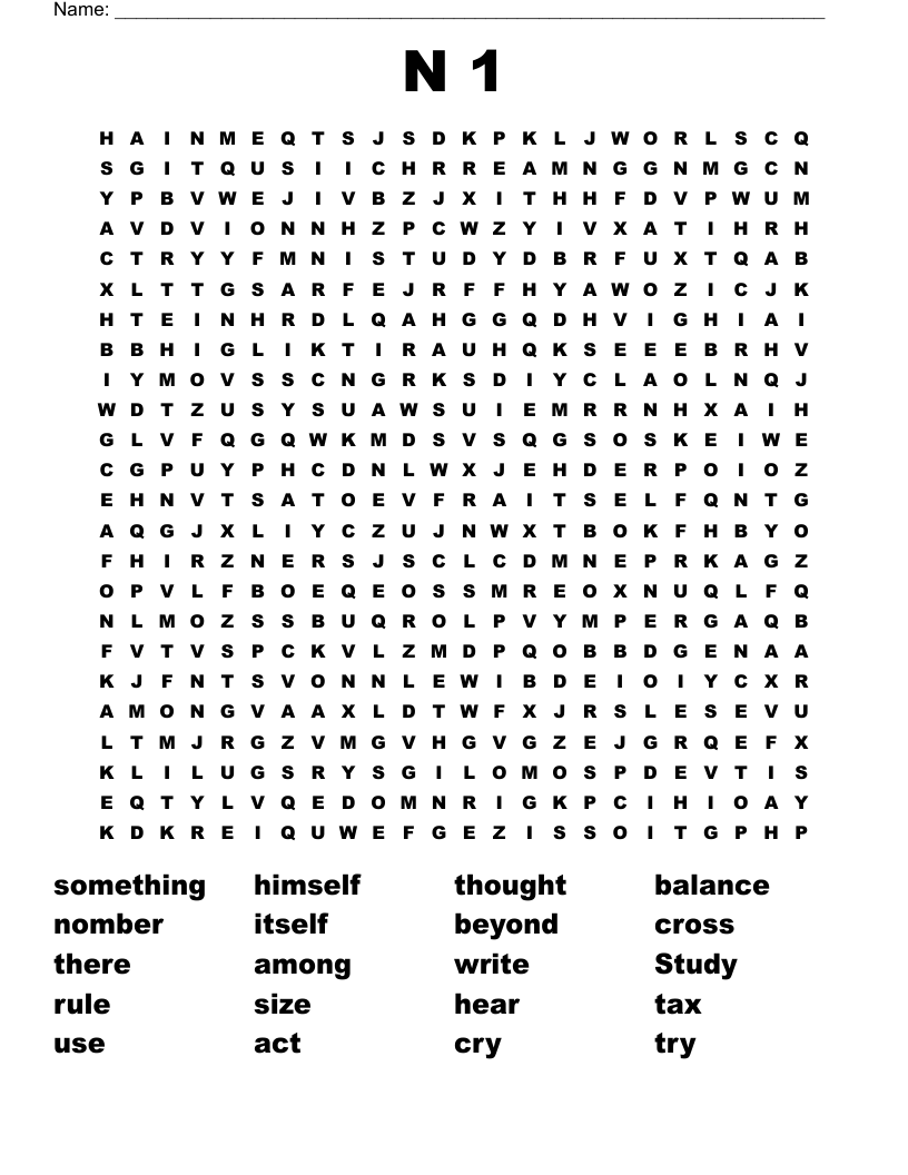 N 1 Word Search