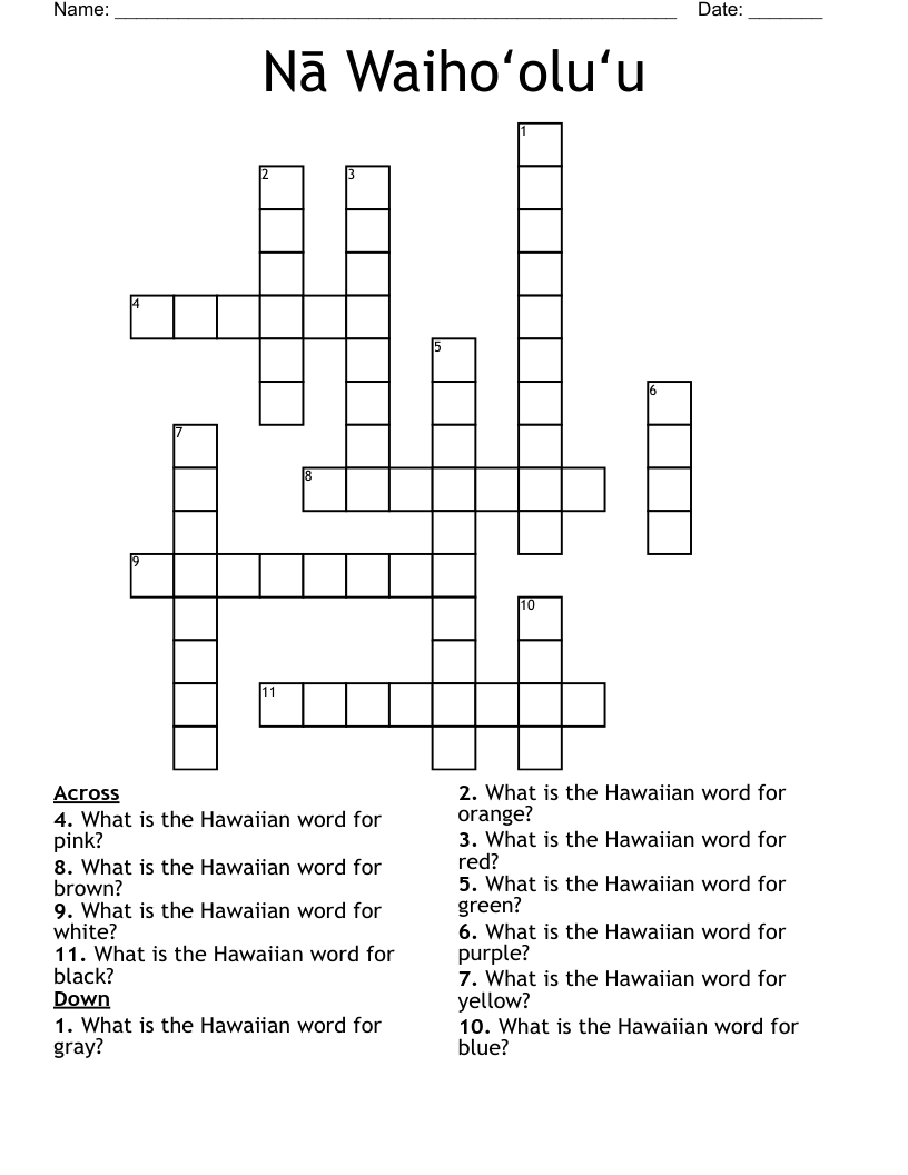 Nā Waihoʻoluʻu Crossword