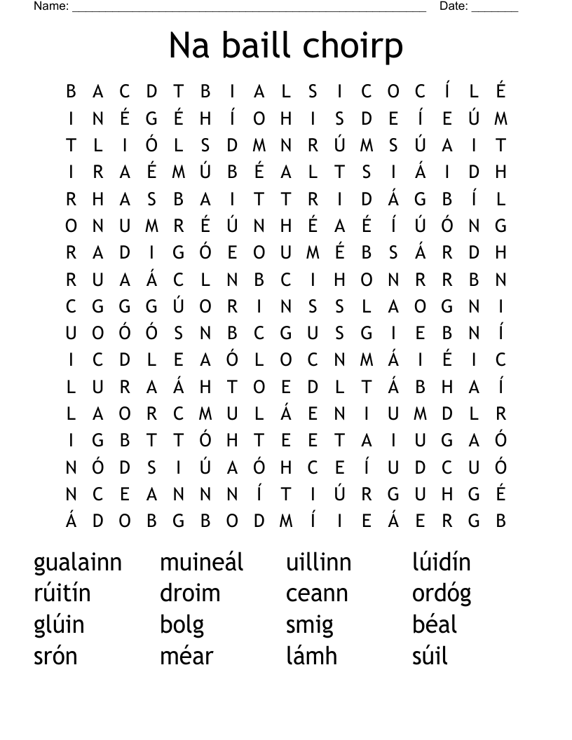 Na baill choirp Word Search