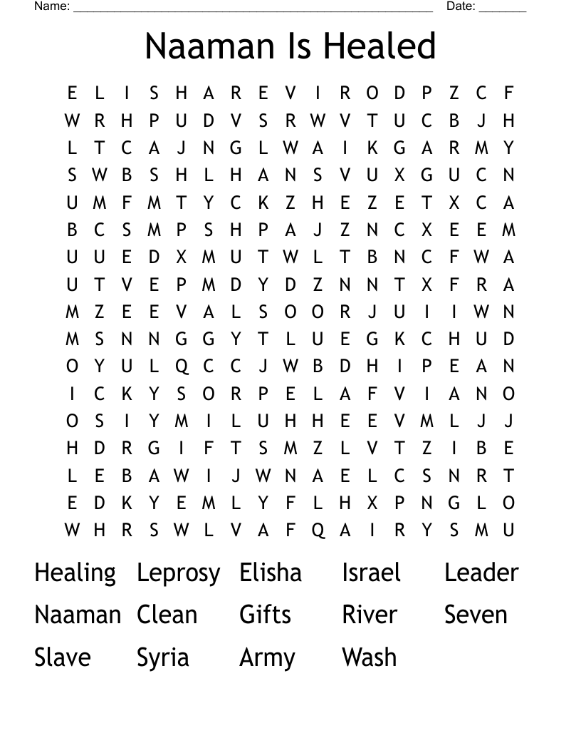 Naaman Is Healed Word Search