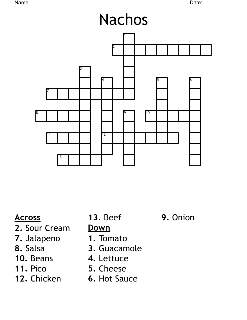 Nachos Crossword