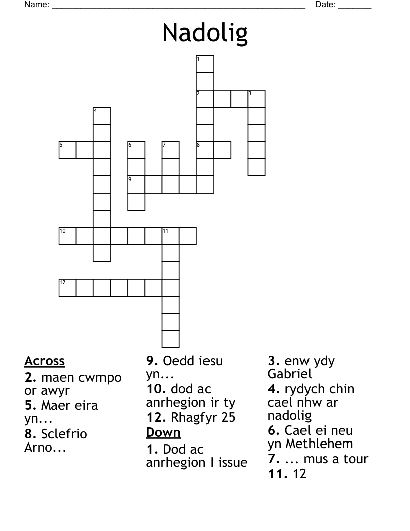 Nadolig Crossword