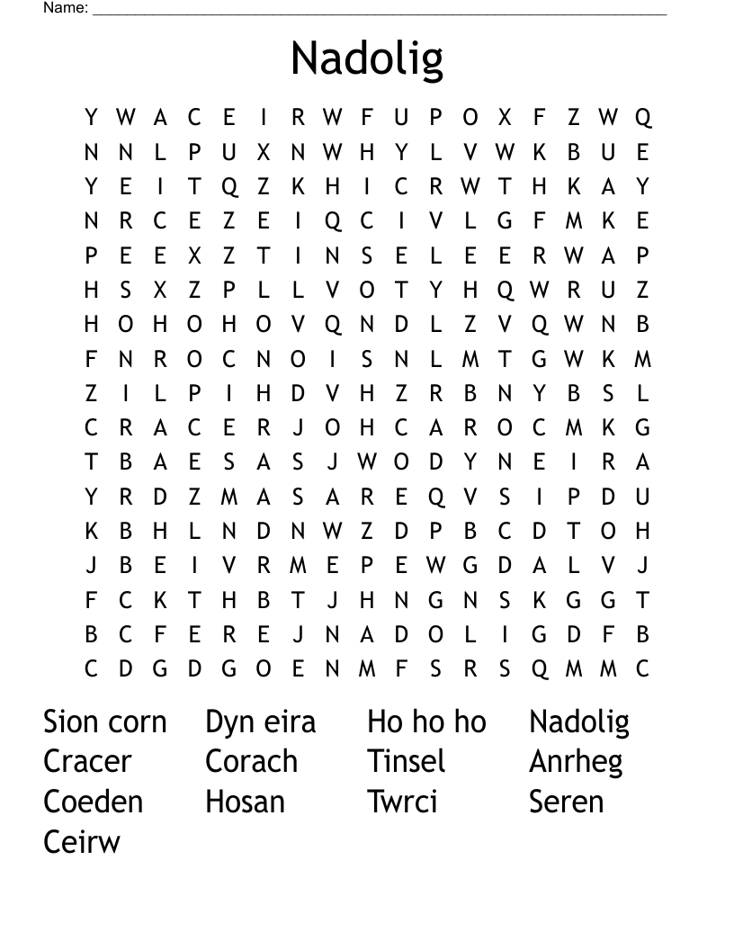 Nadolig Word Search