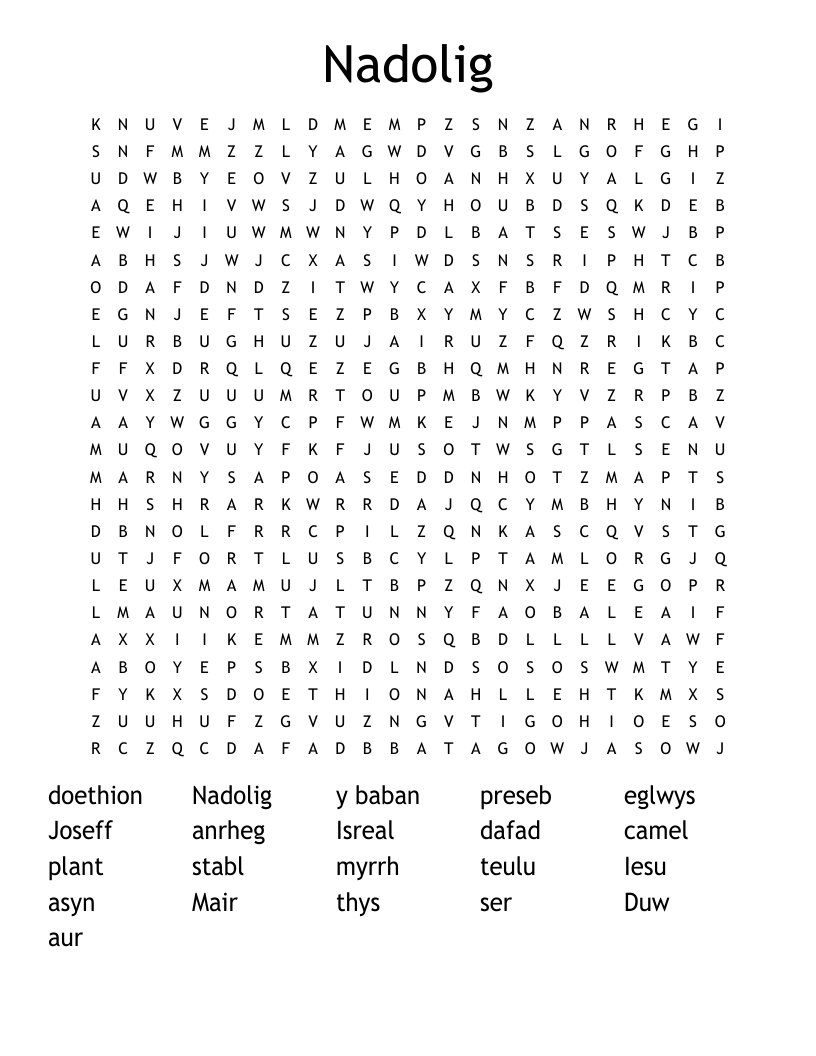 Nadolig Word Search