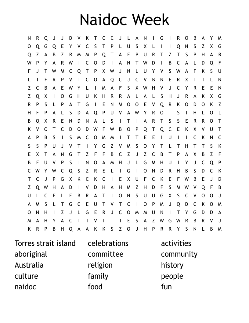 Naidoc Week Word Search