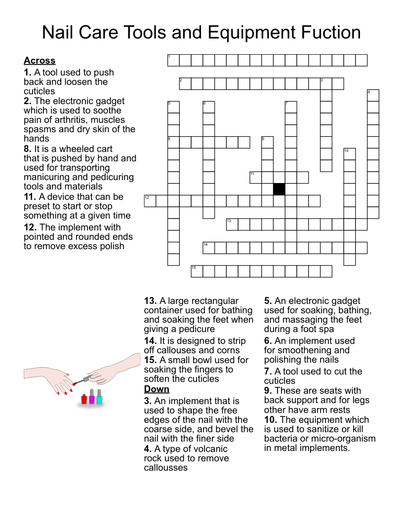 Nail Care Tools and Equipment Fuction Crossword
