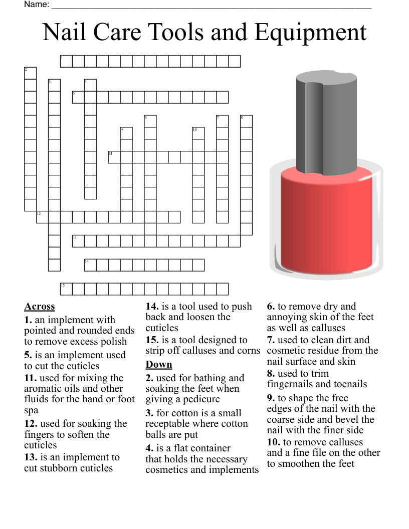Nail Care Tools and Equipment Crossword