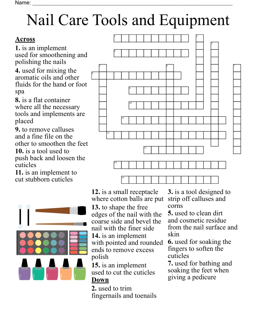 Nail Care Tools and Equipment Crossword