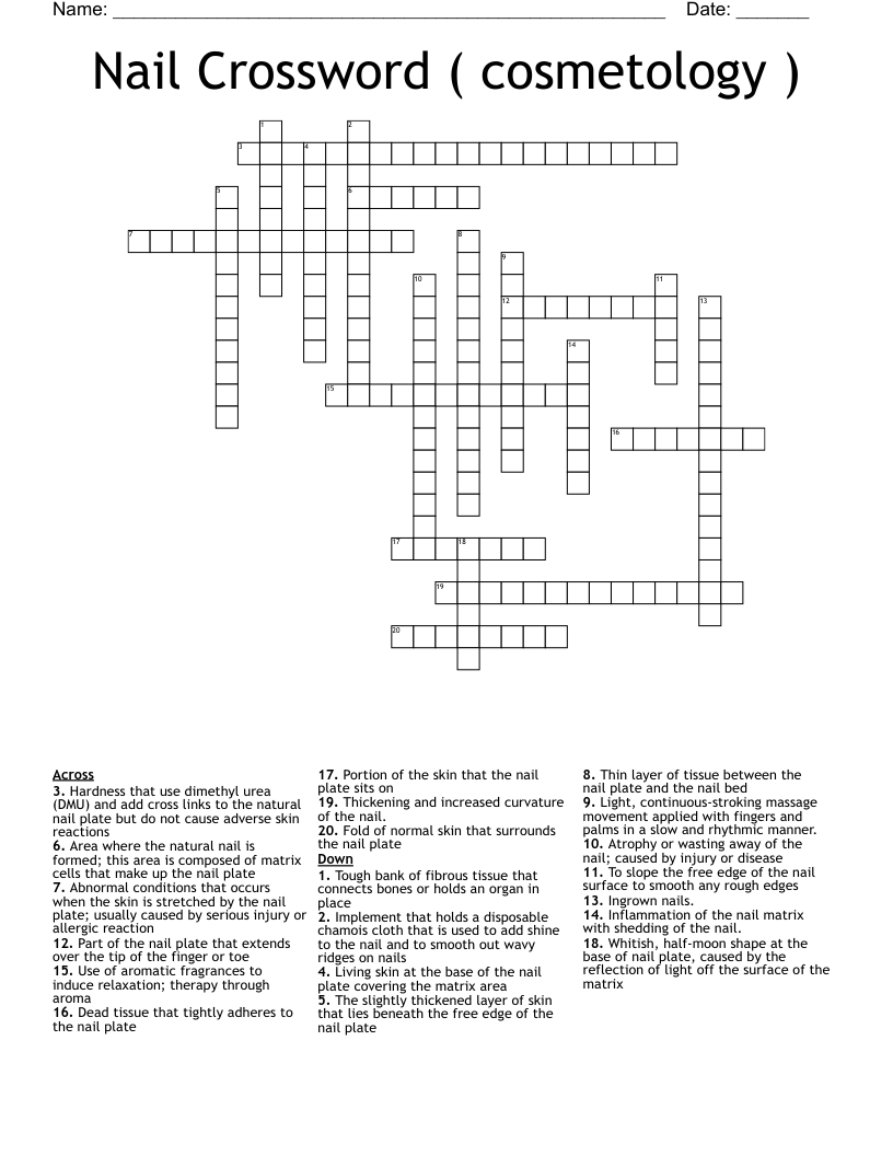 Nail Crossword ( cosmetology )