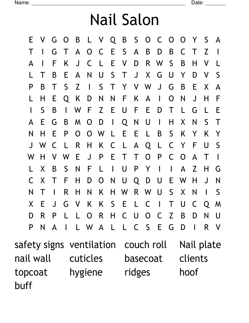 Nail Salon Word Search