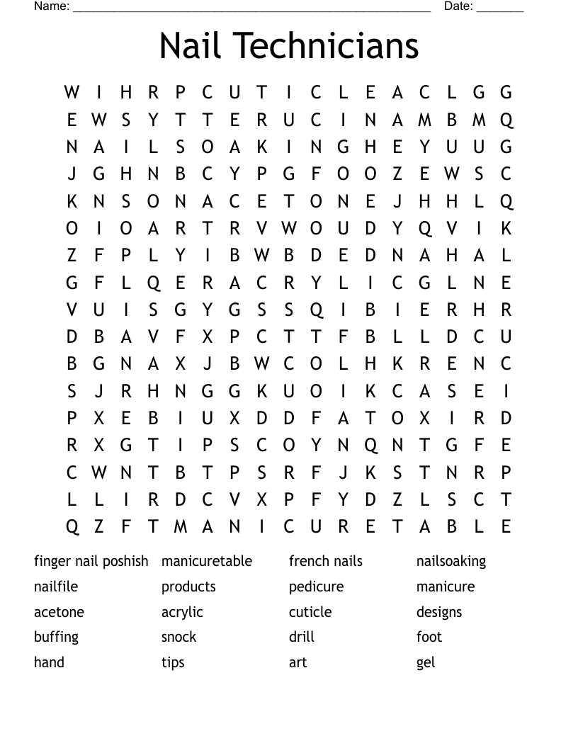 Nail Technicians Word Search