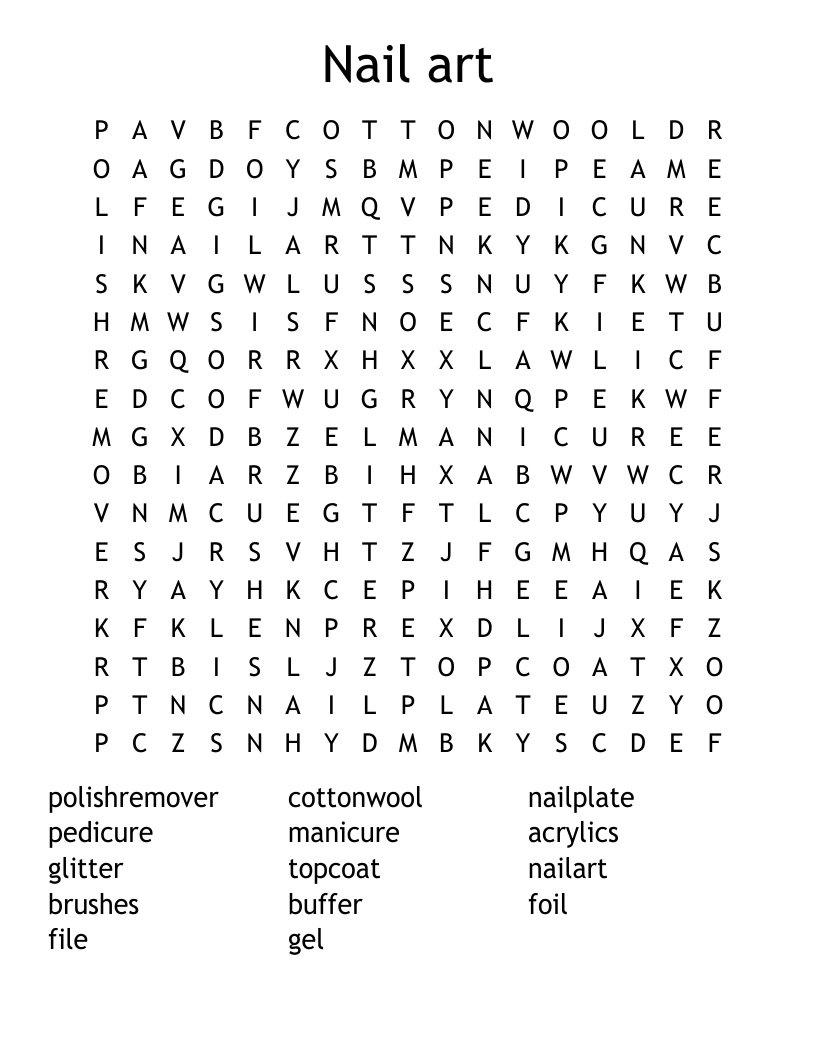 Nail art Word Search