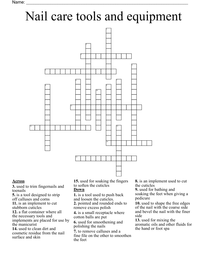Nail care tools and equipment Crossword