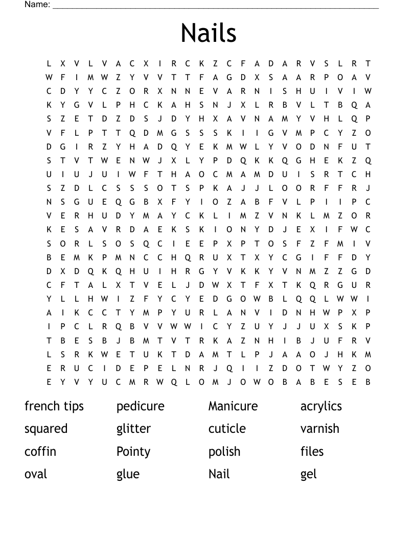 Nails Word Search