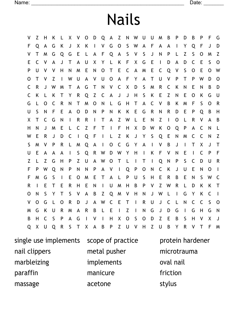 Nails Word Search