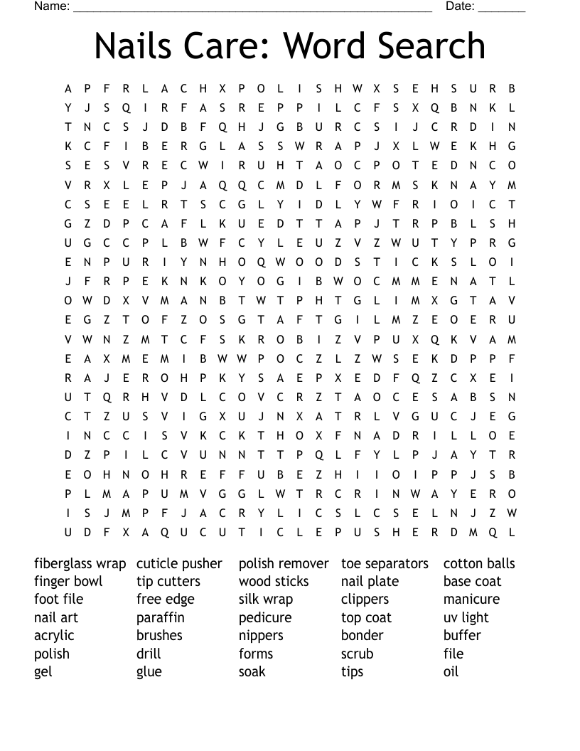 Nails Care: Word Search
