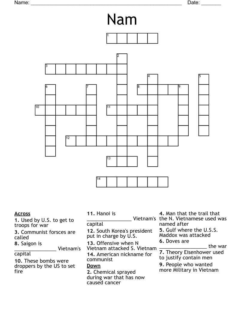 Nam Crossword