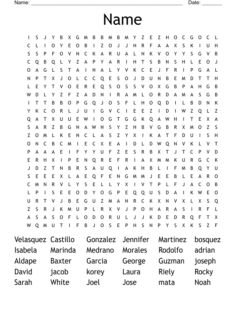 Name Word Search