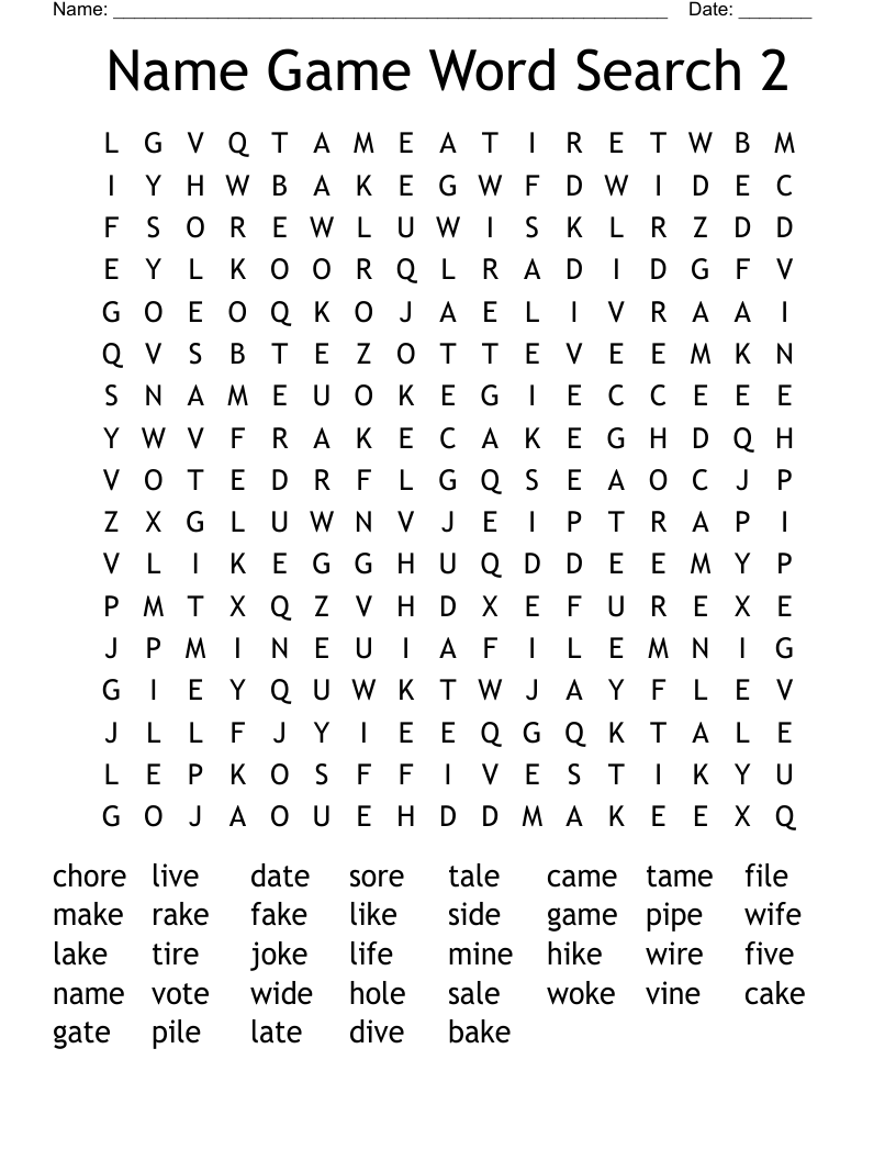 Name Game Word Search 2