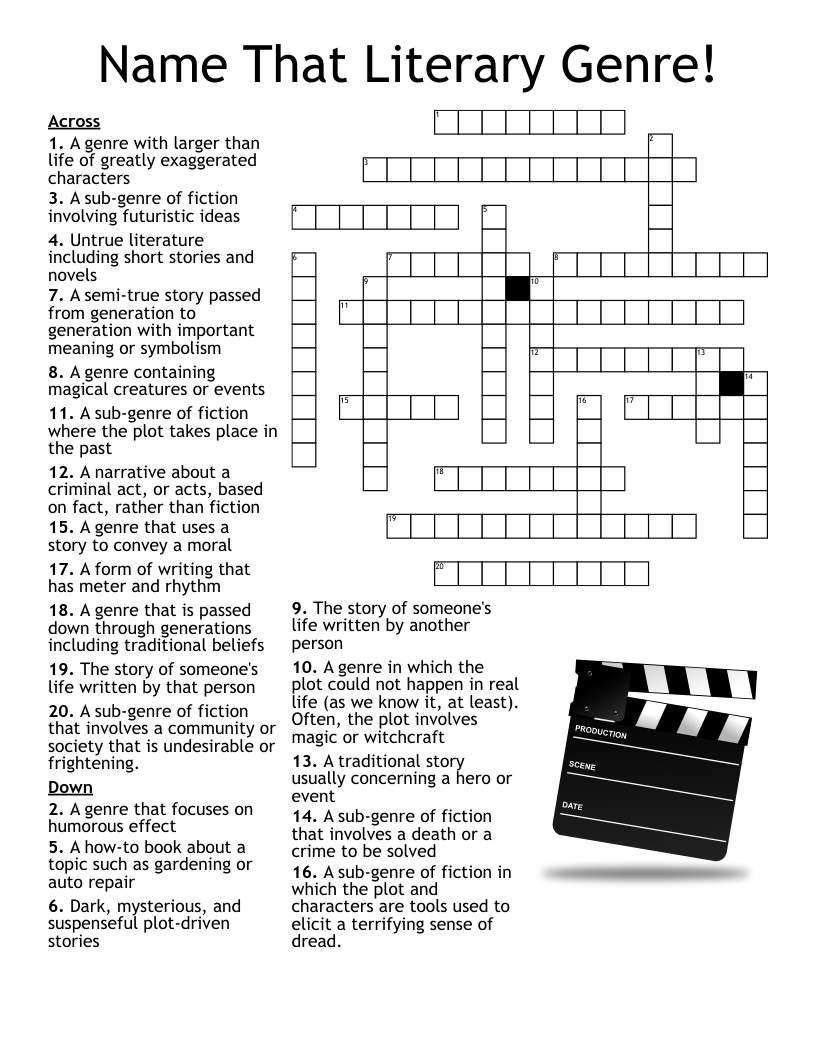 Name That Literary Genre! Crossword