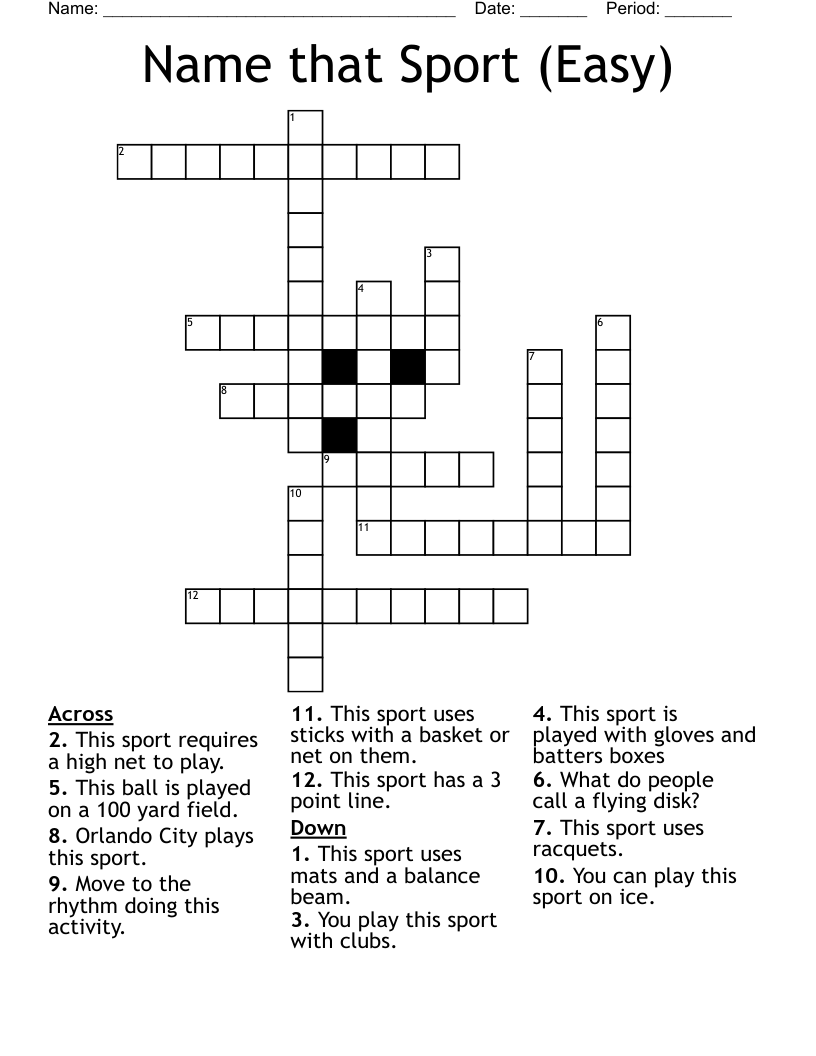 Name that Sport (Easy) Crossword