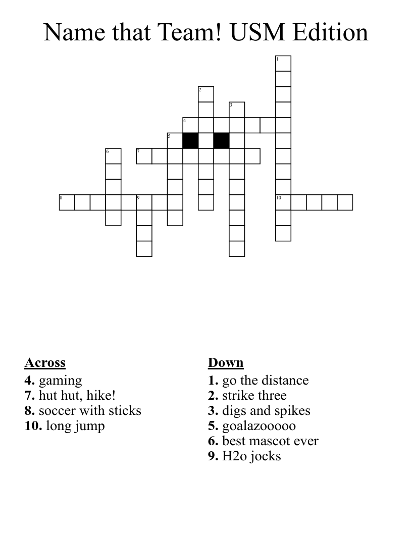Name that Team! USM Edition Crossword