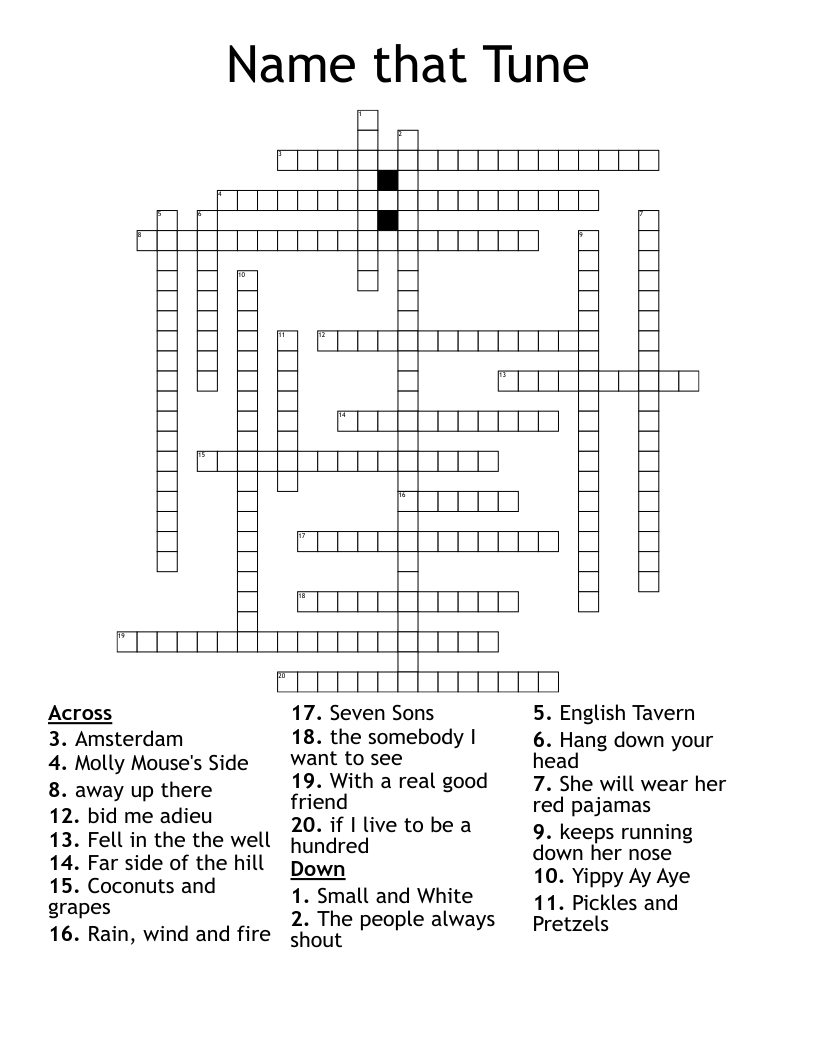 Name that Tune Crossword