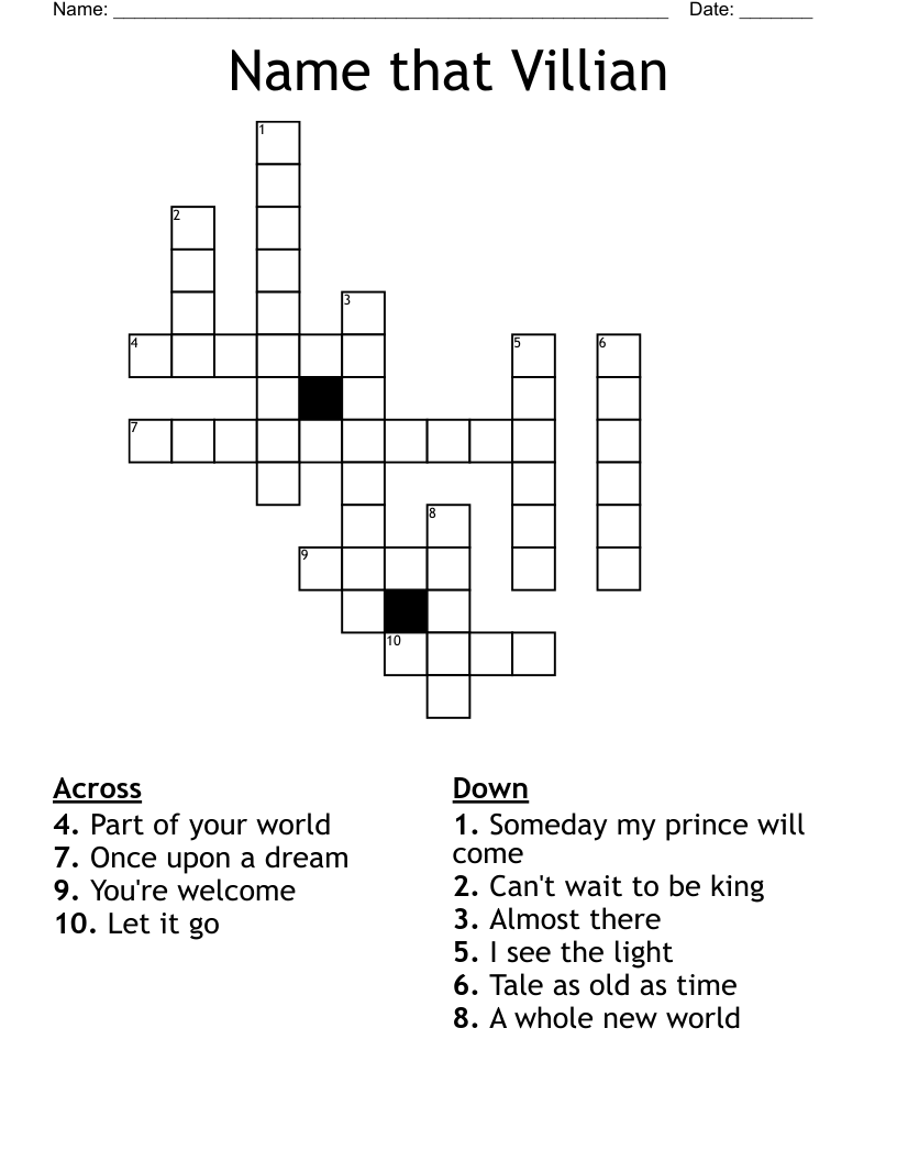 Name that Villian Crossword