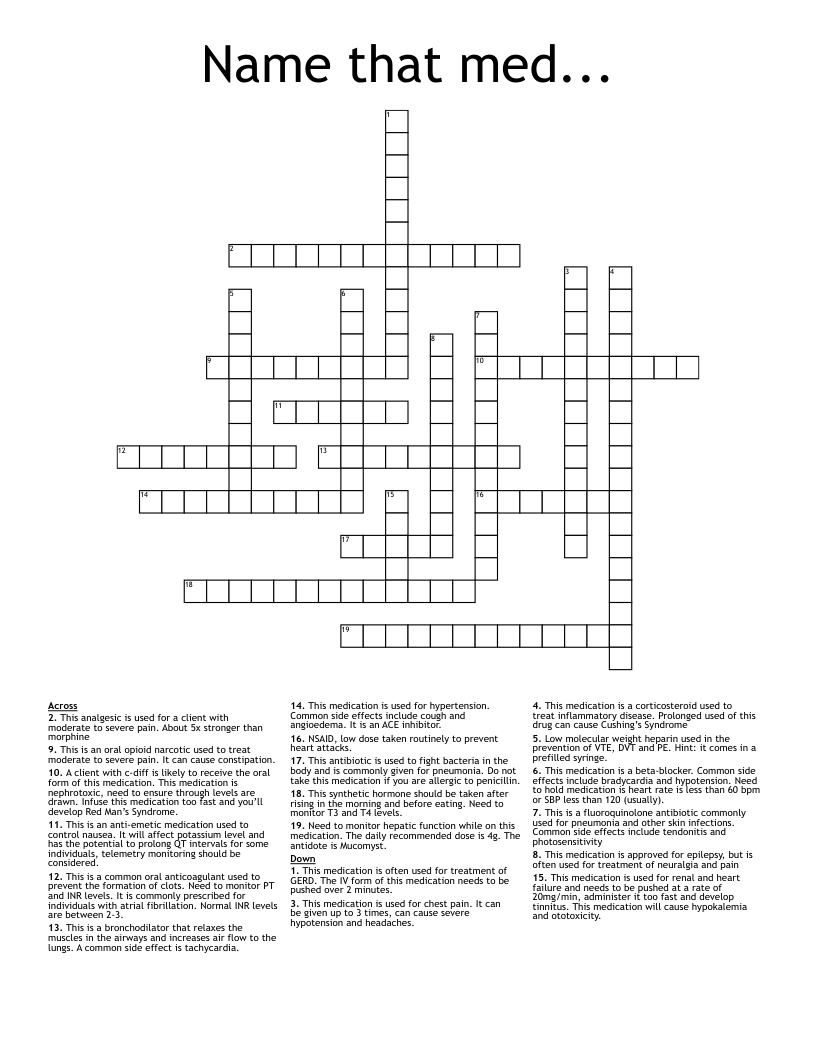 Name that med... Crossword