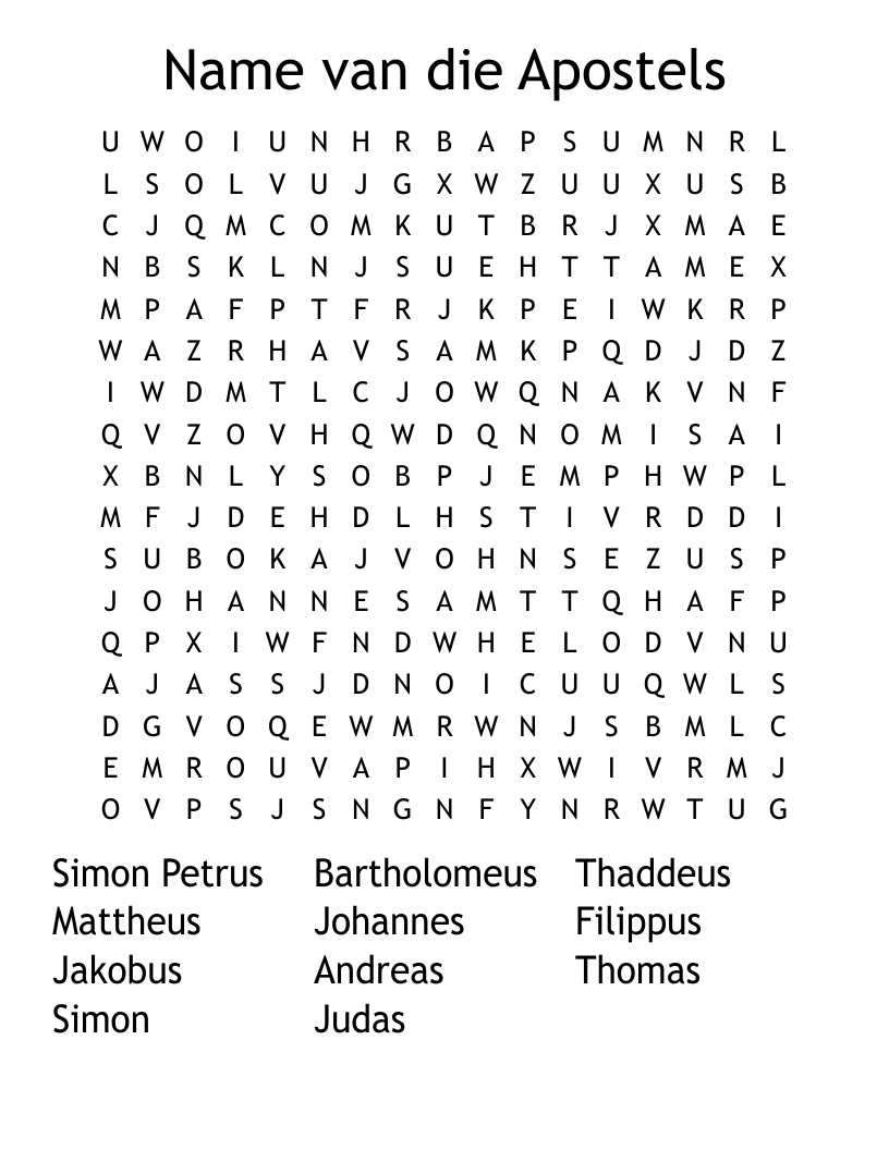 Name van die Apostels Word Search