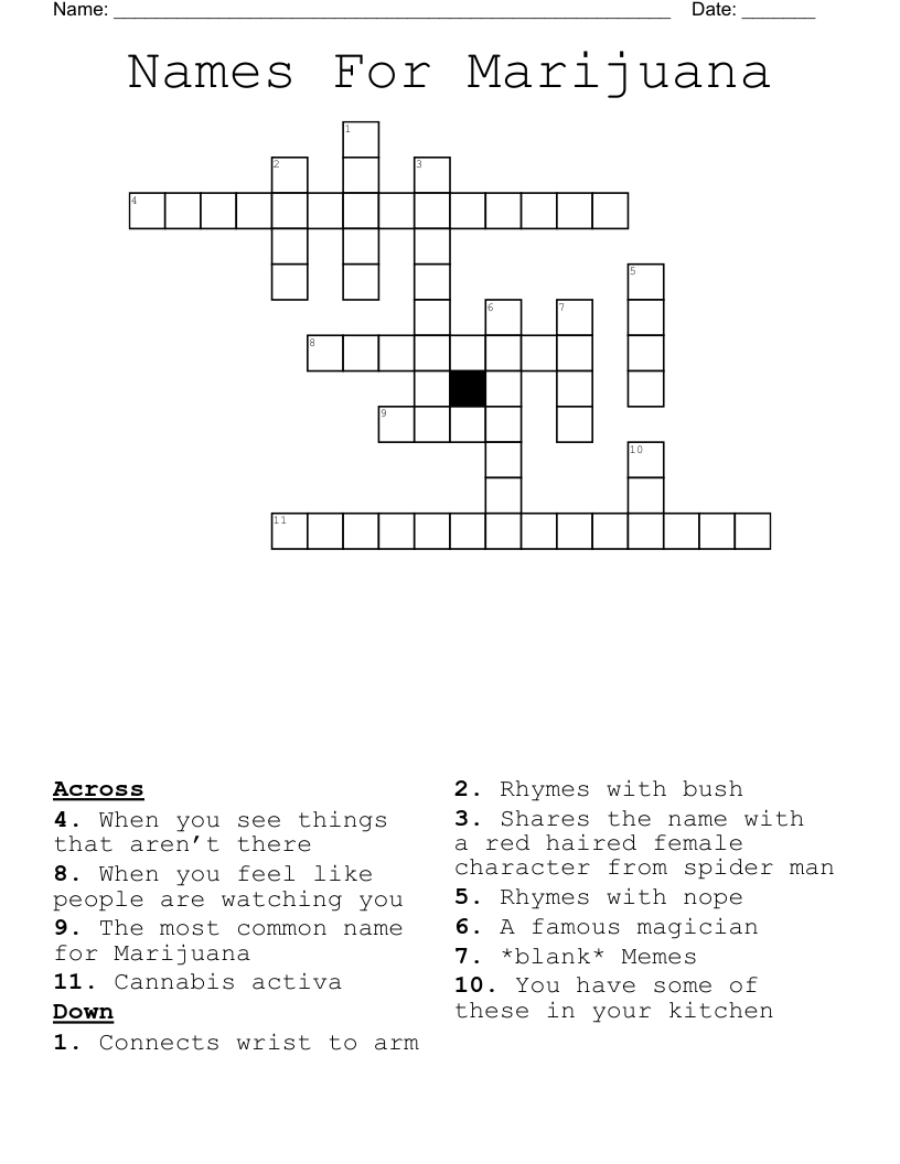 Names For Marijuana Crossword