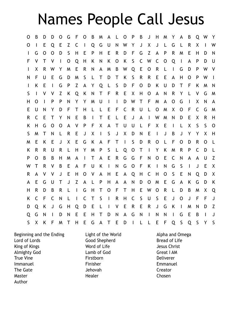 Names People Call Jesus Word Search