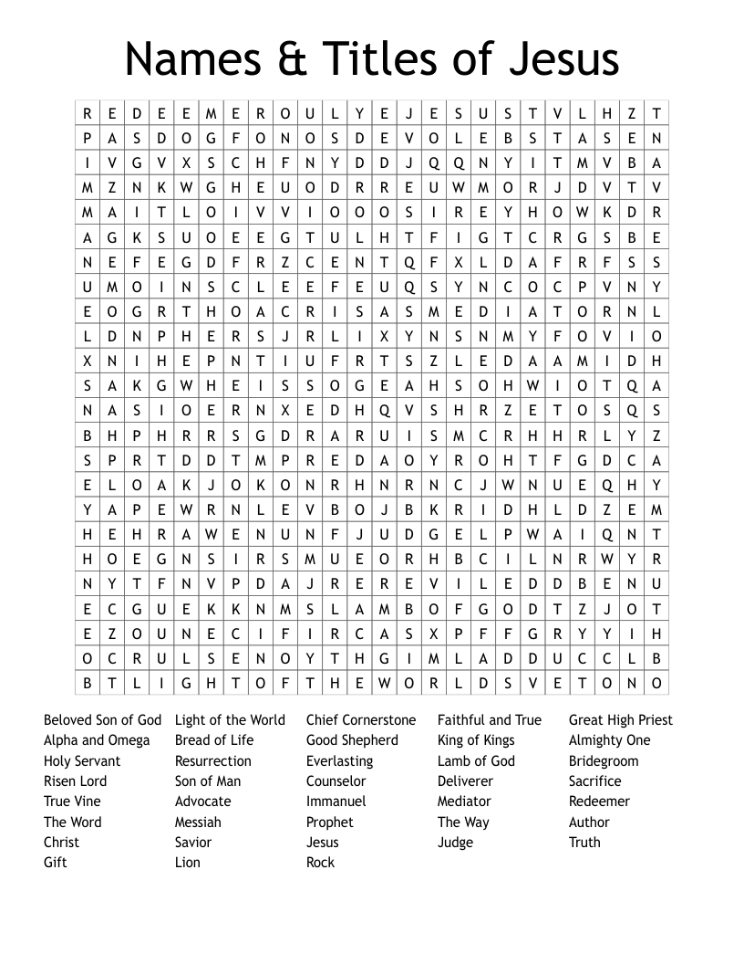 Names & Titles of Jesus Word Search