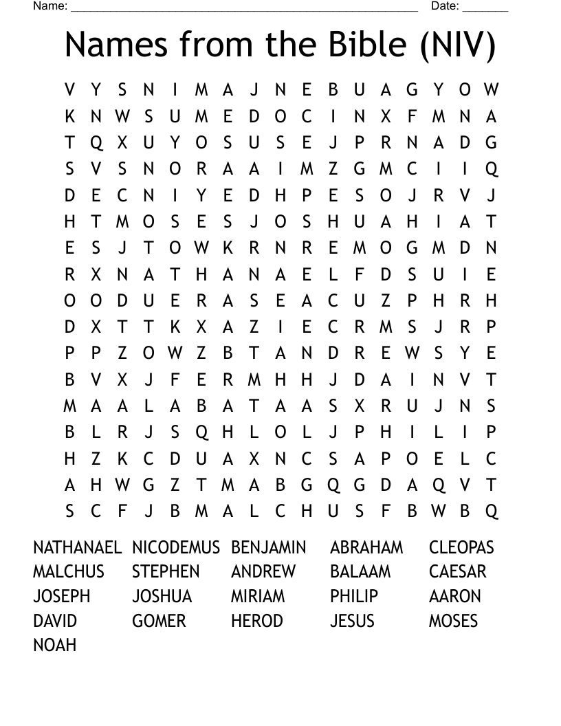 Names from the Bible (NIV) Word Search
